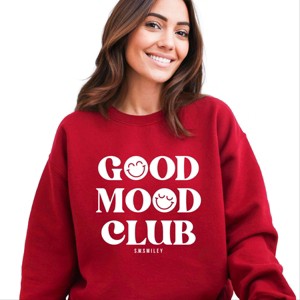 Simply Sage Market S.W.Smiley Good Mood Club Sweatshirt - XL - Cardinal - 1 of 4