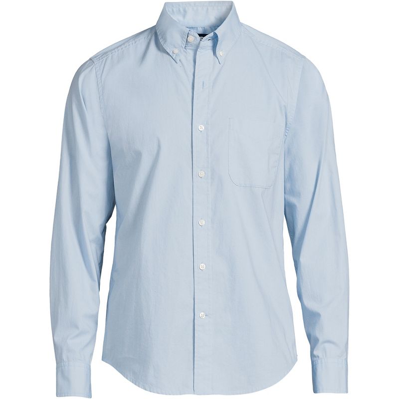 Lands' End Men's Tailored Fit Essential Lightweight Long Sleeve Poplin Shirt, 2 of 4