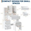 Makeup Vanity Desk Set with Mirror, Power Outlet, USB Ports and Stool, Dressing Table with 3 Color Adjustable LED Lights for Bedroom, Women - 2 of 4