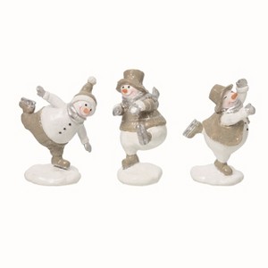 Transpac Resin Glitter Snowman Figurine Set of 3 Christmas Home Decorations - 1 of 1