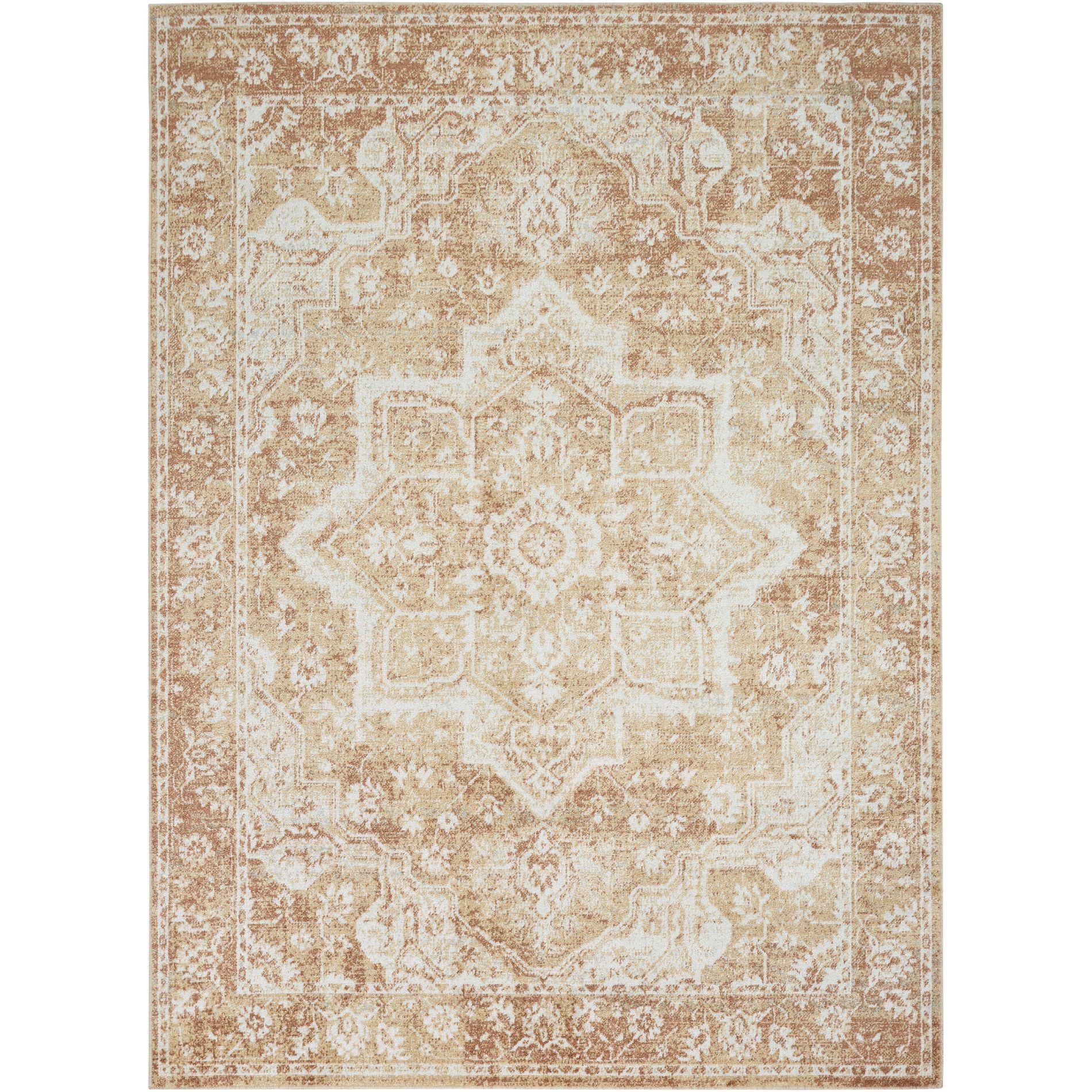 Nourison Astra Machine Washable 4' x 6' Rust Vintage Indoor Flatweave Rug