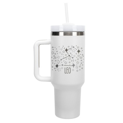 100 North Leo Zodiac Astrology Star Sign Wrap-Around 40 Oz. Stainless Steel Water Bottle Coffee Mug, Spill & Leak Resistant, Travel Tumbler with