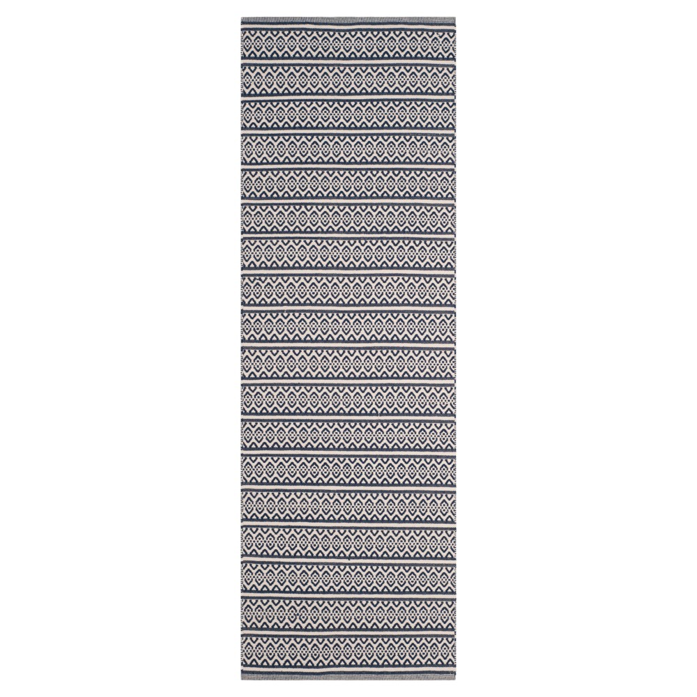  Runner Ivory/Navy Geometric Woven