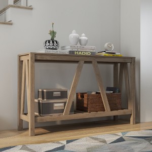 NicBex Console Table with Storage Slatted Shelf,Entryway Table with Anti-Tipper,Modern Couch Table for Living Room - 1 of 4