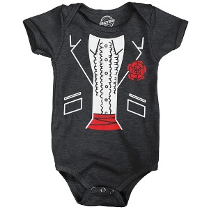 Fancy Tuxedo Baby Bodysuit Funny Sarcastic Suit Graphic Novelty Jumper For Infants - Crazy Dog Baby Bodysuit Black 6 Months - 1 of 4