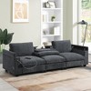 97" Chenille Sectional Sofa Bluetooth Speaker Drop Down Table Cup Holders USB Charger Storage Armrest Wide Seat Living Room, Dark Gray - 2 of 4