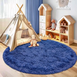 LOVEVOOK Round Fluffy Area Rug - Super Soft Circle Rugs for Kids Room - Shaggy Rugs for Nursery Fuzzy Carpet for Boys Girls Room - 1 of 4