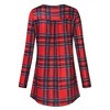 Women's Plus Size Long Sleeve V Neck Tunic Tops Pleated Flowy Tee Shirt Causal Loose Blouse, Red Plaid, 3XL - 3 of 4