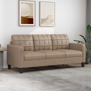 3-seater Sofa Cappuccino Faux leather 3-seater Durable - 1 of 4