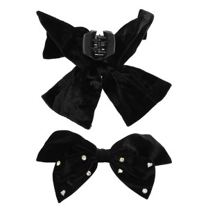 Unique Bargains Elegant Pearl Rhinestone Bow Hair Clips 2 Pcs - 1 of 4