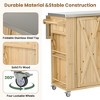 DOMETOUR Fir Wood Outdoor Kitchen Island with Stainless Steel Top, Storage, Towel & Spice Racks, and Bottle Opener - 3 of 4