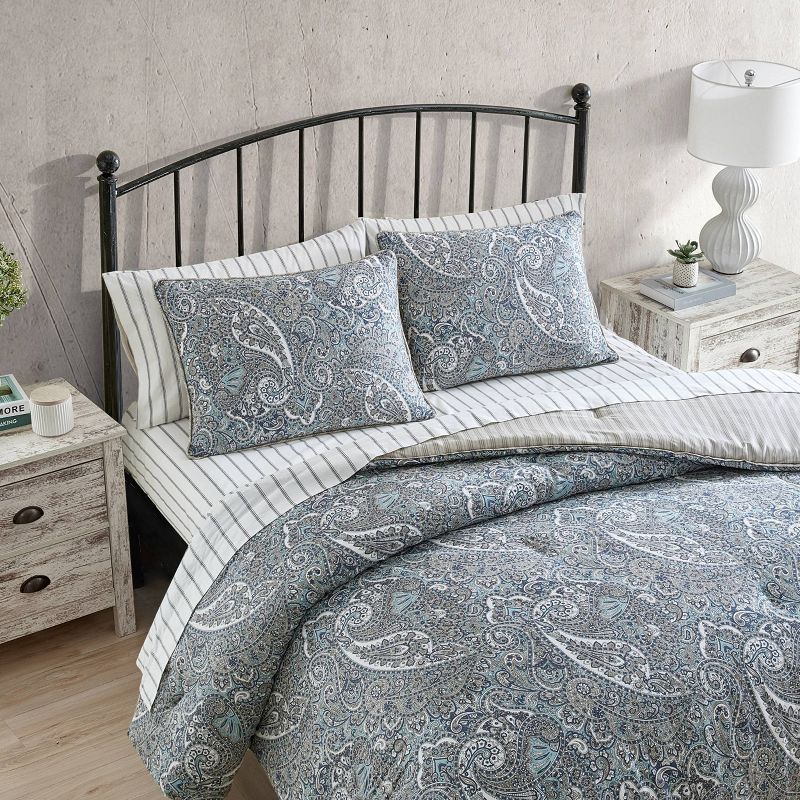 3pc 100% Cotton Comforter Set Lancaster Blue - Stone Cottage, 3 of 4