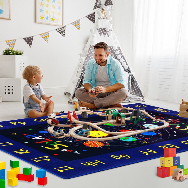 Kids Solar System Educational Rug Galaxy Outer Space Kids Rugs for Kids Bedroom Nursery Playroom Classroom, 2 of 11