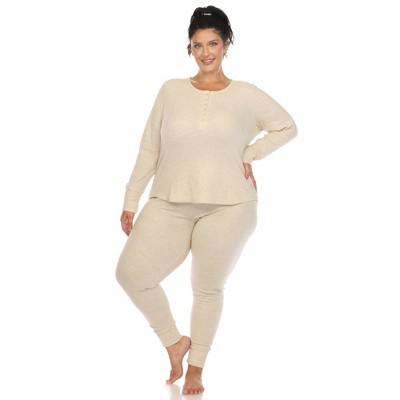 White Mark Plus Size Waffle Pajama Set