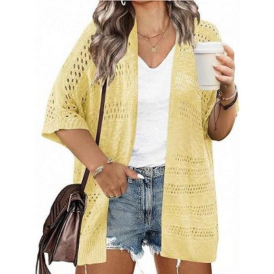 Zeagoo Plus Size Lightweight Crochet Cardigan for Women Short