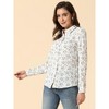 Allegra K Women's Point Collar Long Button Sleeve Button Down Floral Shirt - image 3 of 4