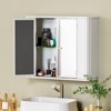 CSBDHome Double Door Mirrored Wall Cabinet with Rounded Edges – Black – Modern Bathroom Storage - 3 of 4