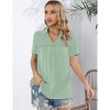 Women's V Neck Tops Summer Short Sleeve Solid Color T-shirts Casual Blouses - 2 of 4