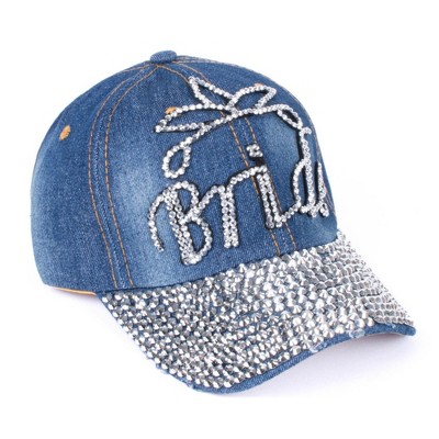 Women's Casual 100% Cotton Denim Baseball Bling Studs Cap