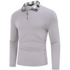 WhizMax Men's Patchwork Plaid Zip-up Long Sleeve Polo Shirt - 2 of 4