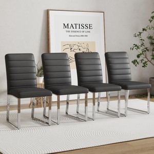 INFURNIC Dining Chairs 4-Pack Heavy-Duty PU Leather Thick Cushion Chairs with Iron Frame for Home and Office, Black, 21.5"*17.2"*35.7" - 1 of 4