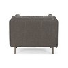 PAGED Modern Accent Chair, Arm Chair with 2 Rolled Pillows and Wood Legs, Button Tufted Reading Chair for Bedroom, Living Room Furniture - 2 of 4