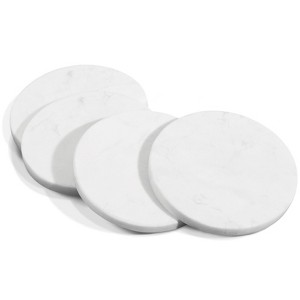Mela Artisans White Marble in Sleek White, Round Coasters - 1 of 4