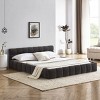 Queen Size Platform Bed with Chenille Upholstered Headboard, Low Profile Grounded Design Frame Bed for Bedroom-Baofuwish - 2 of 4