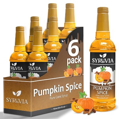 Syruvia Pumpkin Spice Syrup for Coffee 25.4 fl oz Premium Coffee Flavoring Syrup (6-Pack)