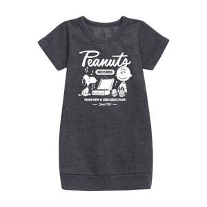 - Peanuts - Charlie Brown Records Graphic Short Sleeve Fleece Dress - 1 of 4