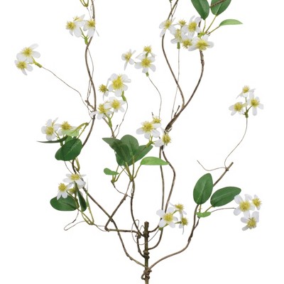 White and Green Plastic Floral Twig Branch Set