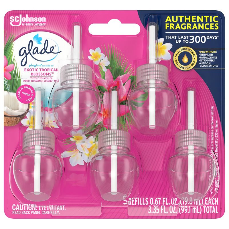 Glade PlugIns Scented Oil Air Freshener Refills - Exotic Tropical Blossoms - 3.35oz/5pk, 5 of 15