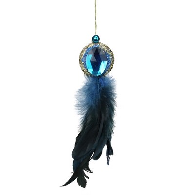 Northlight 10" Peacock Feather Jeweled Tassel Christmas Ornament - Blue