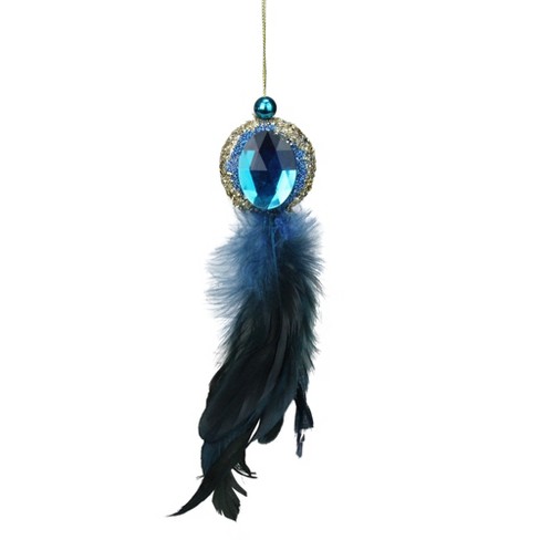 Midwest 153233 2 Glass Peacock Feather Ball Hanging Ornaments 1 Green and 1 Blue 3.125 inch Diameter