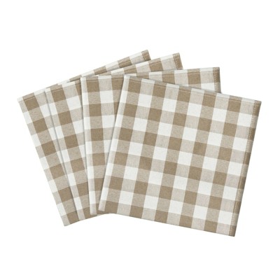 Kate Aurora Country Living 4 Pack Gingham Plaid Checkered Country Farmhouse Napkins