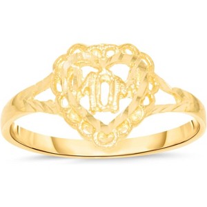 10k Yellow Gold 10mm Mom With Heart Border Openwork Filigree Ring - 1 of 4