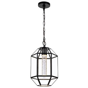 C Cattleya Dark Bronze Finish LED Brass Pendant Light with Crystal And Tempered Glass Shade(E26) - 1 of 4