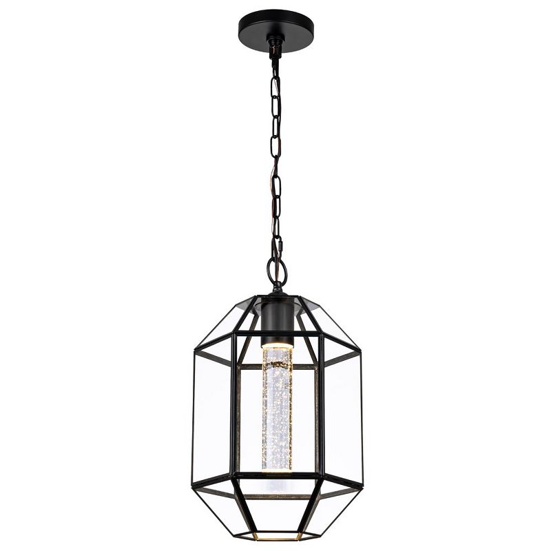 C Cattleya Dark Bronze Finish LED Brass Pendant Light with Crystal And Tempered Glass Shade(E26), 1 of 8