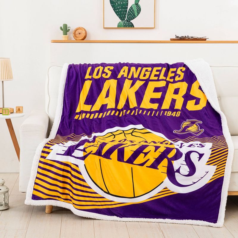 NBA Los Angeles Lakers New School Mink Faux Shearling Throw Blanket, 2 of 5