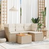 vidaXL Patio Sofa Set with Cushions Outdoor Furniture 5 Piece Poly Rattan - Beige and Cream - 2 of 4