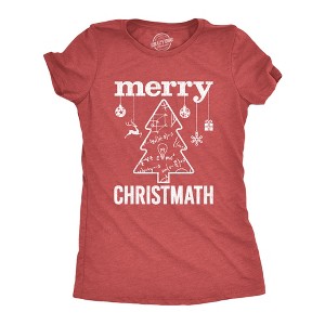 Womens Merry Christmath T Shirt Funny Christmas Tree Holiday Math Graphic Tee - Crazy Dog Women's T Shirt - 1 of 4