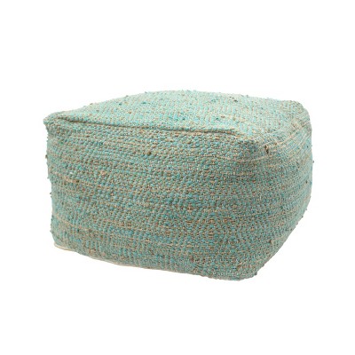 Large Abella Boho Rectangular Pouf Aqua - Christopher Knight Home: Hand-Crafted, Cotton Upholstered, No Assembly Required