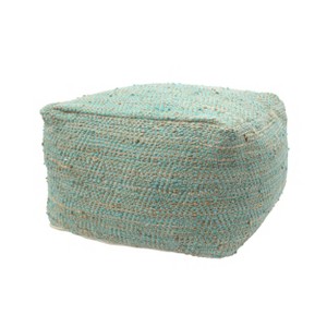 Large Abella Boho Rectangular Pouf Aqua - Christopher Knight Home: Hand-Crafted, Cotton Upholstered, No Assembly Required - 1 of 4