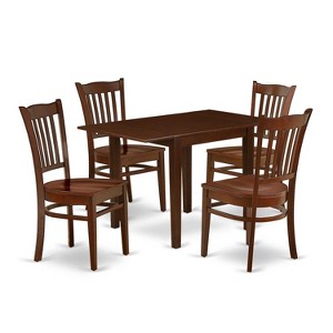 5-Piece Mahogany Finish Solid Wood Top - Dining Room Set - Seats 4 - 1 of 4