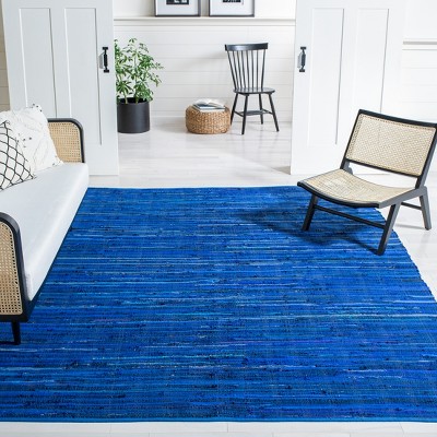 Blue Multi 6' x 9' Flat Woven Cotton Rag Area Rug