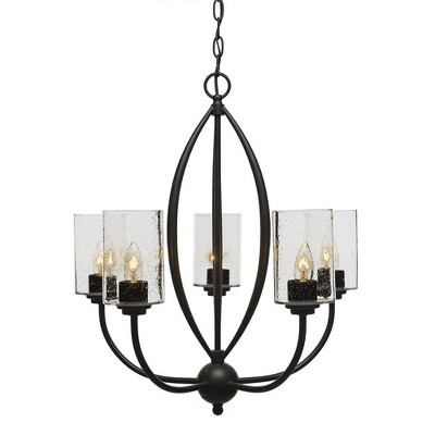 Toltec Lighting Marquise 5 - Light Chandelier in  Dark Granite with 4" Clear Bubble Shade