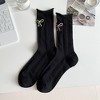 Alilang Adorable Women's Bow-Embroidered Ribbed Ankle Socks 5Pk - 2 of 4