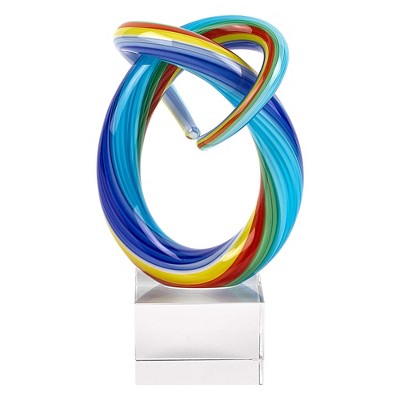 HomeRoots 6" Rainbow Murano Glass Modern Abstract Tabletop Sculpture