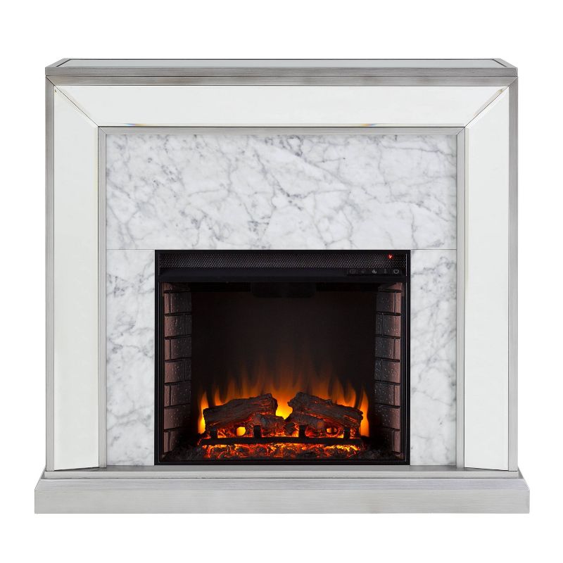 Tynchel Mirrored Faux Marble Fireplace - Aiden Lane, 3 of 18