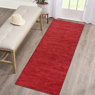 Modern Solid Area Rug Washable Rug Stain Resistant Non-Slip Rug for Living Room Bedroom, 2'3"x8' Red